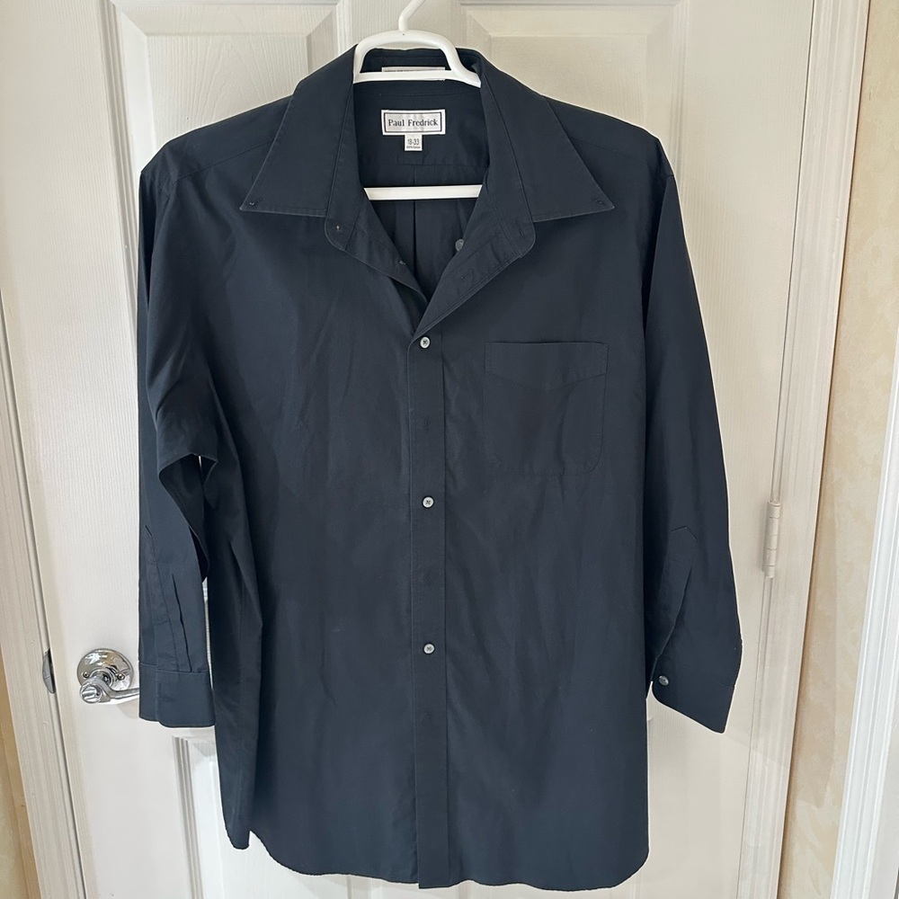 Paul Fredrick Charcoal Button-Up Shirt
